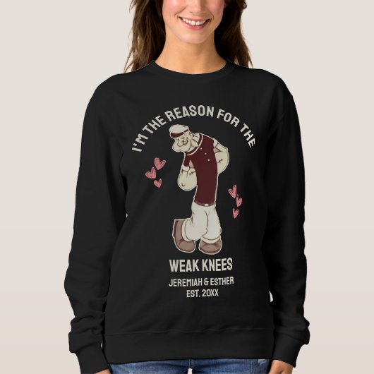 Fun POPEYE Weak At The Knees Valentines Couples Sweatshirt (Vorderseite)