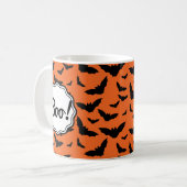 Fun Popular Halloween Orange Black Bat Boo! Kaffeetasse (Vorderseite Links)