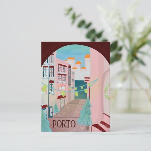 Fun Porto Portugiesischer Winter Postkarte (Stehend Vorderseite)