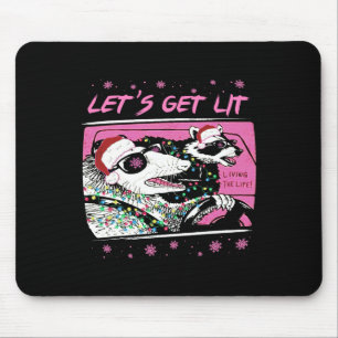 Fun Possum Raccoon Lasse Trash Street Pink Chri Mousepad