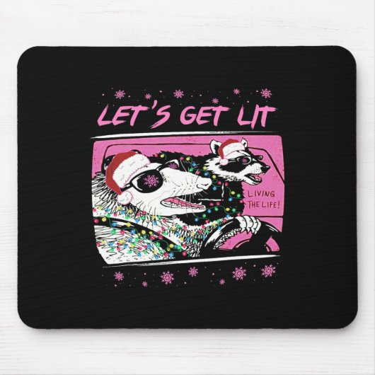 Fun Possum Raccoon Lasse Trash Street Pink Chri Mousepad (Vorne)
