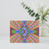 Fun Postcard, Psychedelic Trippy Red & Blue Design Postkarte (Stehend Vorderseite)