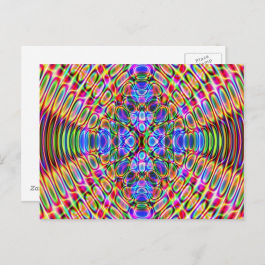 Fun Postcard, Psychedelic Trippy Red & Blue Design Postkarte (Vorne/Hinten)