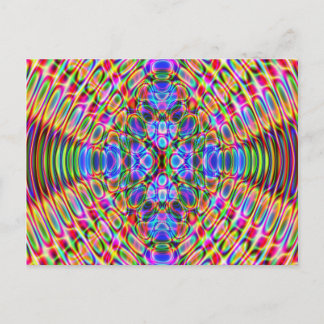 Fun Postcard, Psychedelic Trippy Red & Blue Design Postkarte