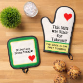 Fun Pot Luck Abendessen Gelb Grün Ofenhandschuh & Topflappen-Set (Oben Unten)