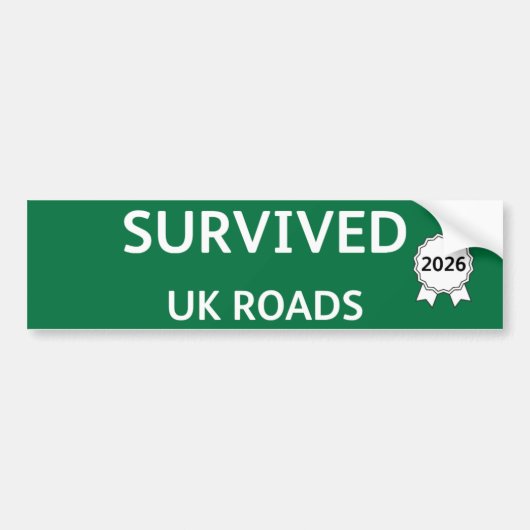 Fun Pothole Bumper Sticker SURVIVED UK ROADS 2026 Autoaufkleber (Vorne)