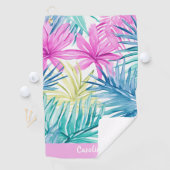 Fun Preppy Monogram Tropical Verlass Pattern Pink Golfhandtuch (Insitu)