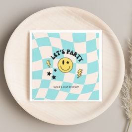 Fun Preppy Pastel Blue Y2K Retro Birthday Napkins Serviette