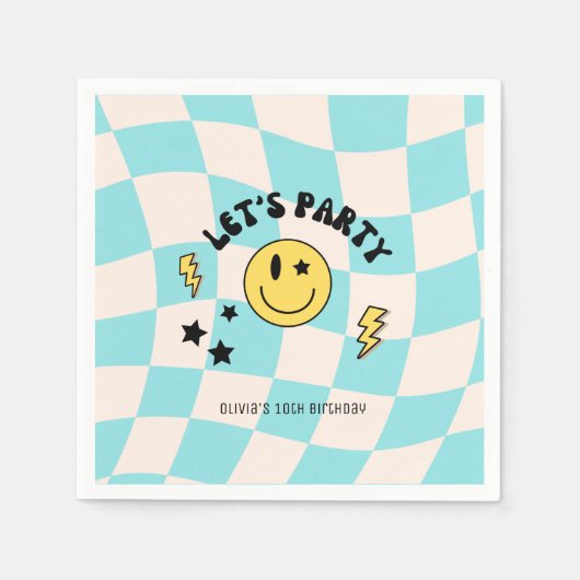 Fun Preppy Pastel Blue Y2K Retro Birthday Napkins Serviette (Vorderseite)