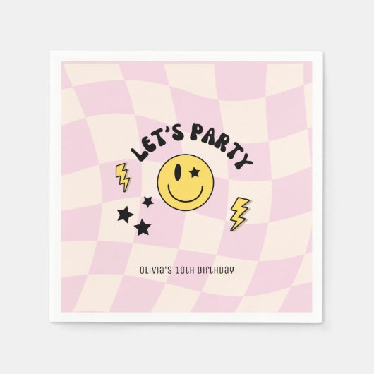 Fun Preppy Pastel Pink Y2K Retro Birthday Napkins Serviette (Vorderseite)