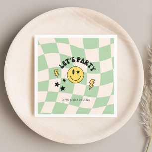 Fun Preppy Sage Green Y2K Retro Birthday Napkins Serviette