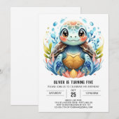 Fun Printable Blue Turtle Boy Birthday Einladung (Vorne/Hinten)