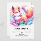 Fun Printable Fox Geburtstag Einladung (Vorne/Hinten)