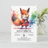 Fun Printable Fox Geburtstag Einladung (Stehend Vorderseite)