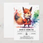 Fun Printable Fox Geburtstag Einladung (Vorne/Hinten)
