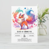 Fun Printable Fox Geburtstag Einladung (Stehend Vorderseite)