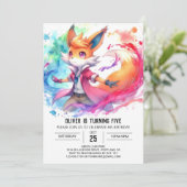 Fun Printable Fox Geburtstag Einladung (Stehend Vorderseite)
