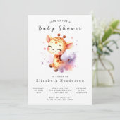 Fun Printable Giraffe Baby Dusche Einladung (Stehend Vorderseite)