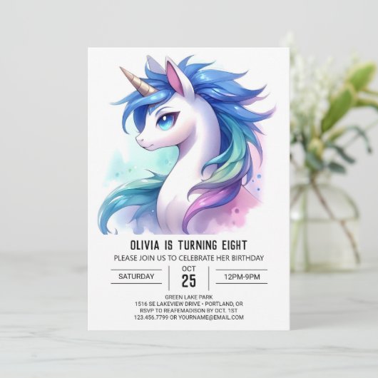 Fun Printable Horse Birthday Einladung (Stehend Vorderseite)