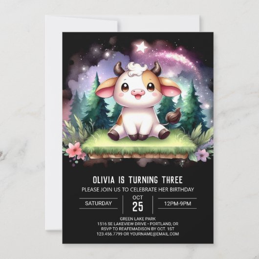 Fun Printable Kuh Geburtstag Einladung (Vorderseite)