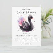 Fun Printable Swan Baby Dusche Einladung (Stehend Vorderseite)