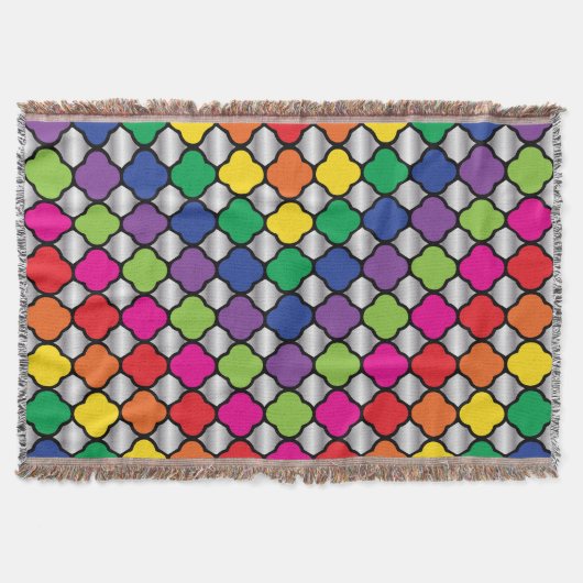 Fun Psychedelic Quatrefolie Print Pattern Decke (Vorderseite)