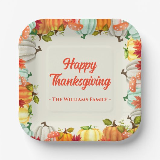 Fun Pumpkin Erntedank Dinner Paper Teller (Vorderseite)