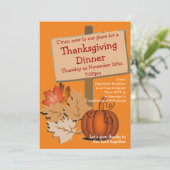 Fun Pumpkin Herbstleaves ERNTEDANK DINNER Einladung (Stehend Vorderseite)