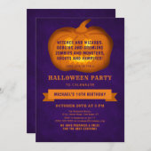 Fun Pumpkin Kürbislaterne Geburtstag Halloween Einladung (Vorne/Hinten)