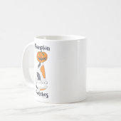 Fun Pumpkin Patches Halloween Calico Cat Cartoon Kaffeetasse (Vorderseite Links)