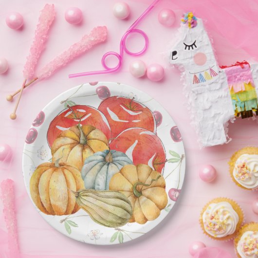Fun Pumpkin und Äpfel Herbstsaison Pappteller (Party)