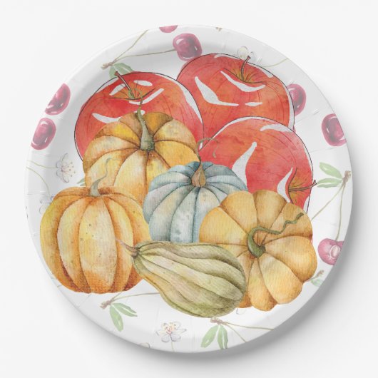 Fun Pumpkin und Äpfel Herbstsaison Pappteller (Vorderseite)