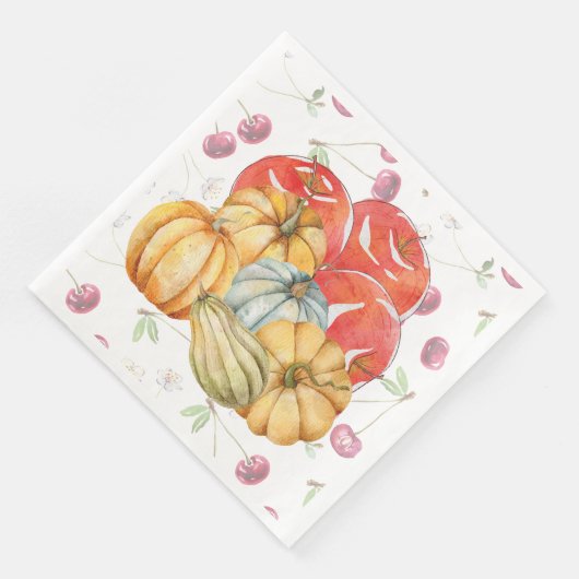 Fun Pumpkin und Äpfel Herbstsaison Serviette (Ecke)