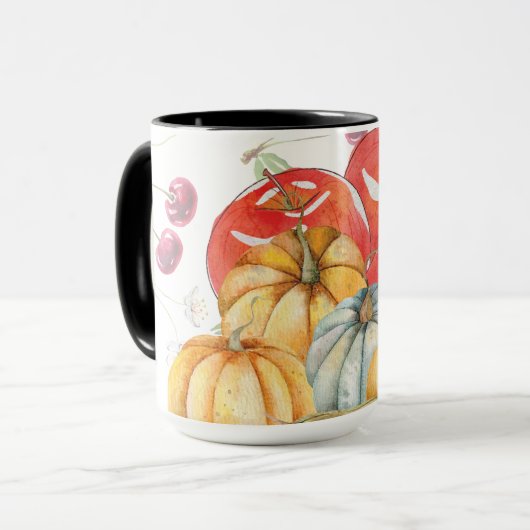 Fun Pumpkin und Äpfel Herbstsaison Tasse (Vorderseite Links)