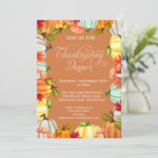 Fun Pumpkins Erntedank Dinner Einladung (Stehend Vorderseite)