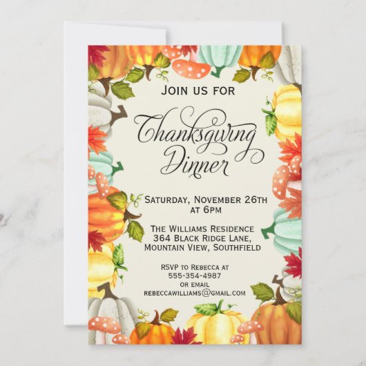 Fun Pumpkins Erntedank Dinner Einladung (Vorderseite)