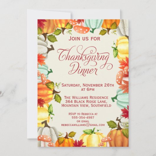 Fun Pumpkins Erntedank Dinner Einladung (Vorderseite)