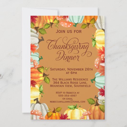 Fun Pumpkins Erntedank Dinner Einladung (Vorderseite)