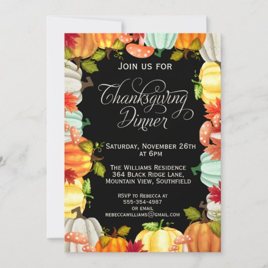 Fun Pumpkins Erntedank Dinner Einladung (Vorderseite)