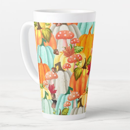 Fun Pumpkins Pilze und Herbstlaub Milchtasse (Linke Ecke)