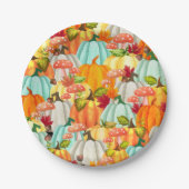 Fun Pumpkins Pilze und Herbstlaub Pappteller (Vorderseite)