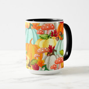 Fun Pumpkins Pilze und Herbstlaub Tasse