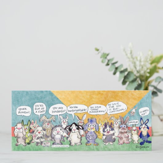 Fun Pun Bunnies OsterCustom Flat Card (Stehend Vorderseite)