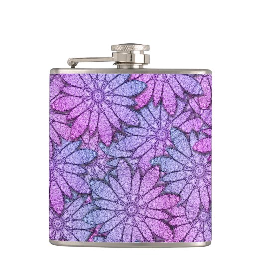 Fun Purple Blumen Flachmann (Vorderseite)