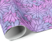 Fun Purple Blumen Geschenkpapier (Rolleneckpunkt)