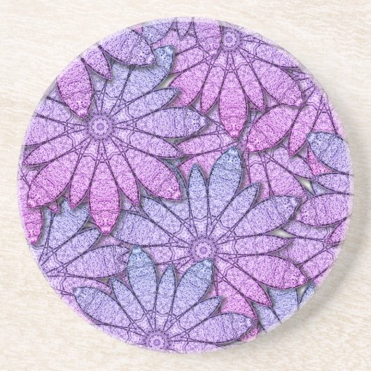 Fun Purple Blumen Getränkeuntersetzer (Vorne)