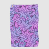 Fun Purple Blumen Golfhandtuch (Vorderseite)