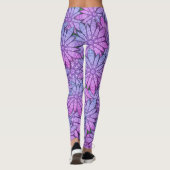 Fun Purple Blumen Leggings (Rückseite)