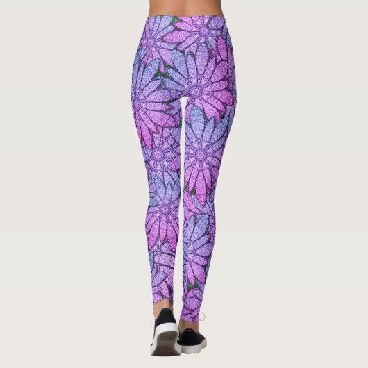 Fun Purple Blumen Leggings (Rückseite)