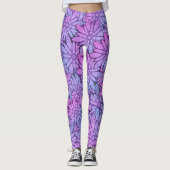 Fun Purple Blumen Leggings (Vorderseite)